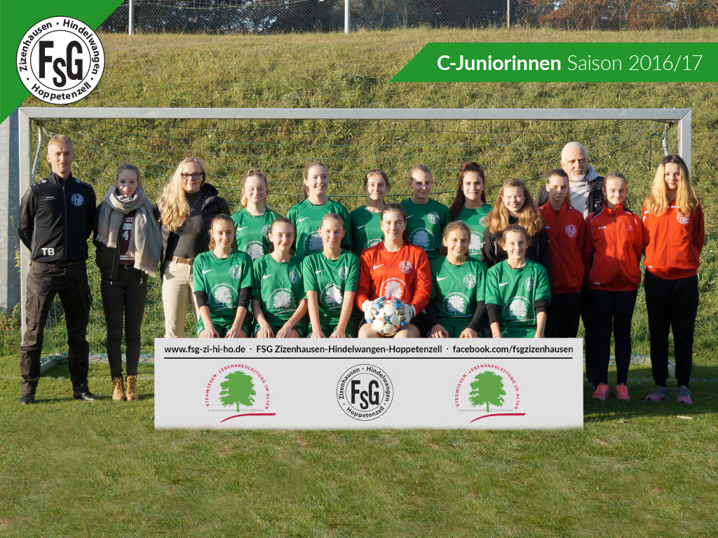 Hintere Reihe (v.l.n.r.):<br>Trainer Tobias Berger, Michaela Straub, Laura Senn, Catrin Kempter, Jennifer Berger, Michelle Schneider, Lara Koch, Miriam Winkler, Alina Metzger, Marina Schmid, Co-Trainer Horst "Hotte" Grabner, Selina Hänert, Maike Zimmer<br>Vordere Reihe (v.l.n.r.):<br>Dorin Bez, Lisa Junginger, Sophia Raggenbach, Annika Keller, Saskia Grabner, Marla Bönsch<br>Auf dem Bild fehlen:<br>Alisha Olsez